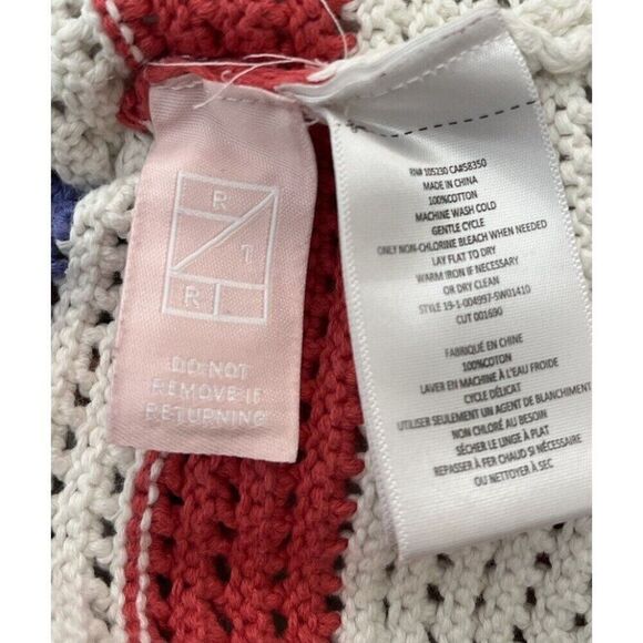 JOIE Ladies XS Striped Sweater Crochet Open Weave Crop Top Multicolor Diza - Picture 6 of 6